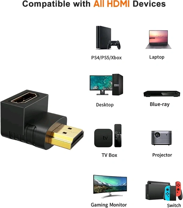 HDMI MALE TO FEMALE (L) SHAPE JOINTER/CONNECTOR