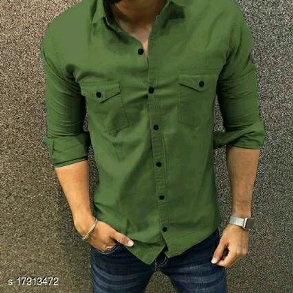 Cotton Solid Long Sleeves Men Shirt
