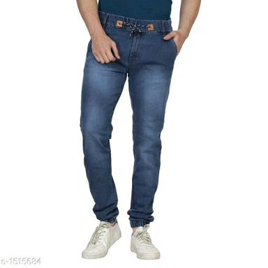 Elegant Men's Solid Jogger Jeans 