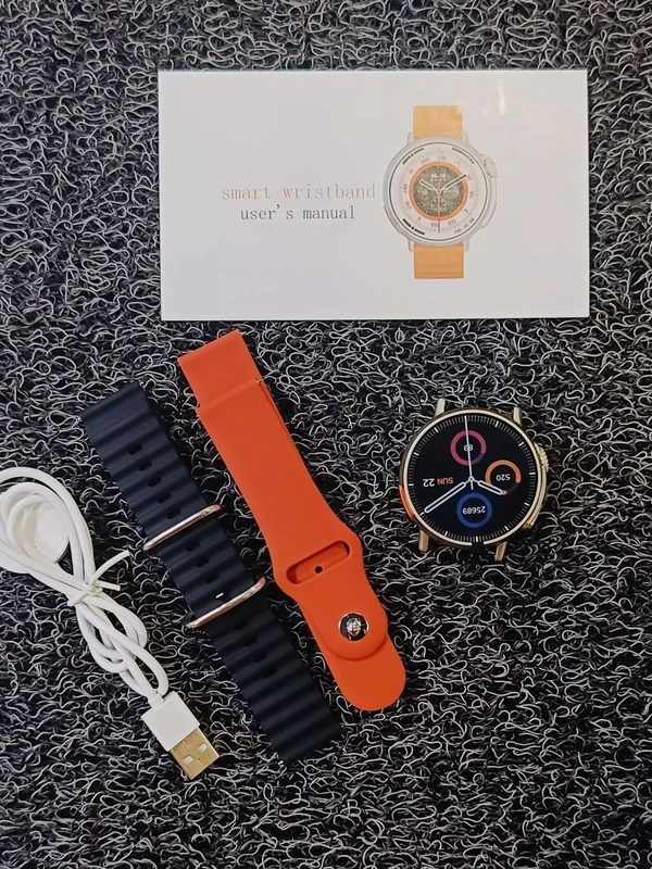 Round Ultra Watch With 2 Strepe Free - Silver, Free