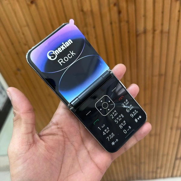 Flip Keypad Phone Like iPhone  - White