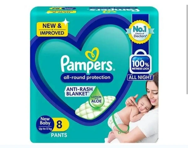 Pampers All Round Protection Pant Diapers(New Born)-8 Pcs.