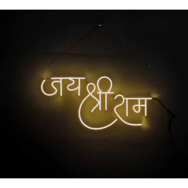 Jai shree ram  neon sign - warm white, 2×1 sq. feet