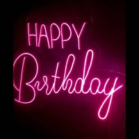 Happy birthday neon sign - pink, 2.5×2 sq. feet