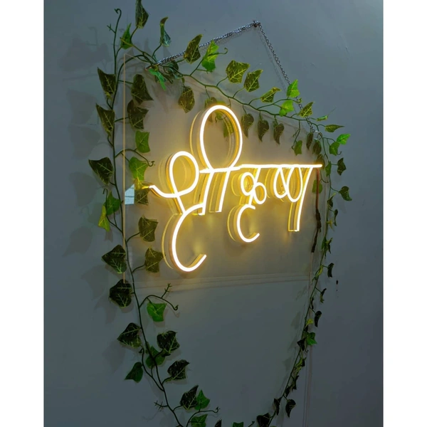 Shree krishan neon sign - warm white, 2×1 sq. feet