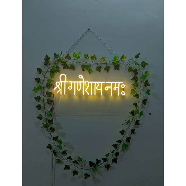 Shree ganeshay namah neon sign - warm white, 2×1 sq. feet