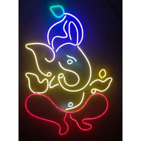God shree ganesh portrait neon sign - warm white, 1.5×2 sq. feet