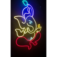 God shree ganesh portrait neon sign - warm white, 1.5×2 sq. feet
