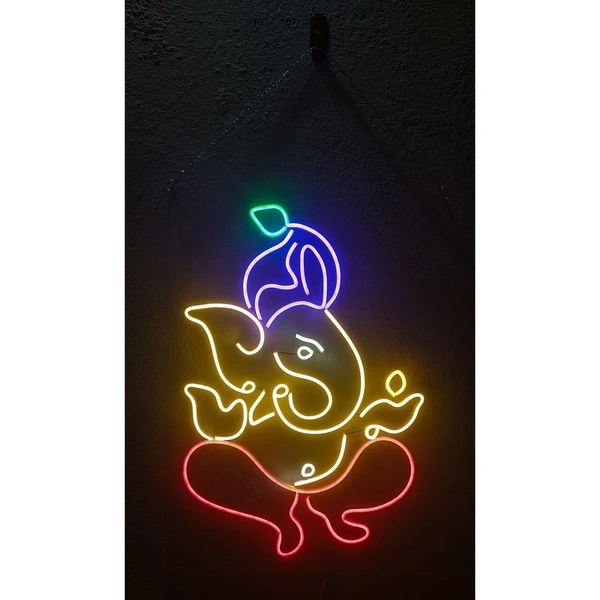 God shree ganesh portrait neon sign - warm white, 1.5×2 sq. feet