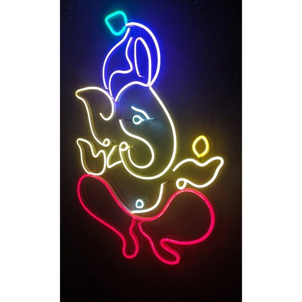 God shree ganesh portrait neon sign - warm white, 1.5×2 sq. feet