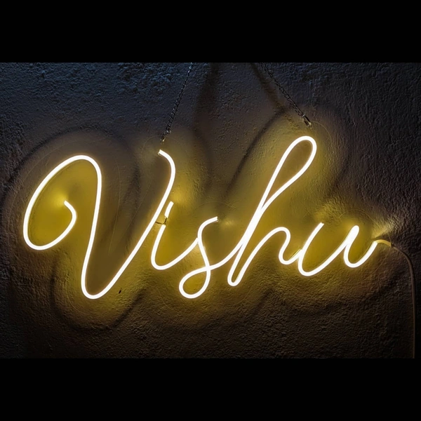 vishu name neon sign - warm white, 2×1  sq. feet