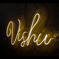 vishu name neon sign - warm white, 2×1  sq. feet