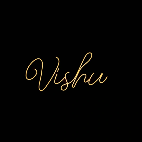 vishu name neon sign - warm white, 2×1  sq. feet