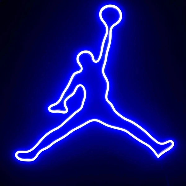 Michael Jordan   neon logo - blue, 1.5×1.5 feet