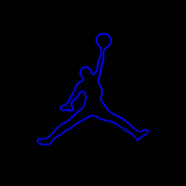 Michael Jordan   neon logo - blue, 1.5×1.5 feet