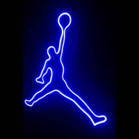 Michael Jordan   neon logo - blue, 1.5×1.5 feet