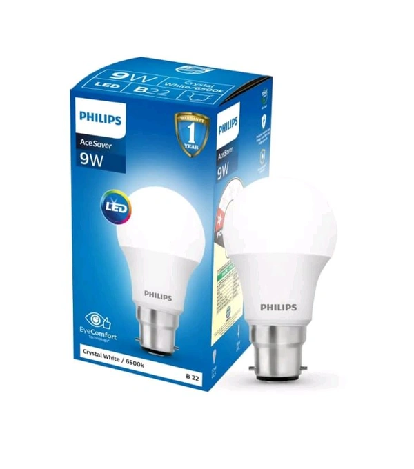 Philips 9w Led Cool White Bulb|Energy Efficient|3000k|Base Holder b22 |Eye Comfort
