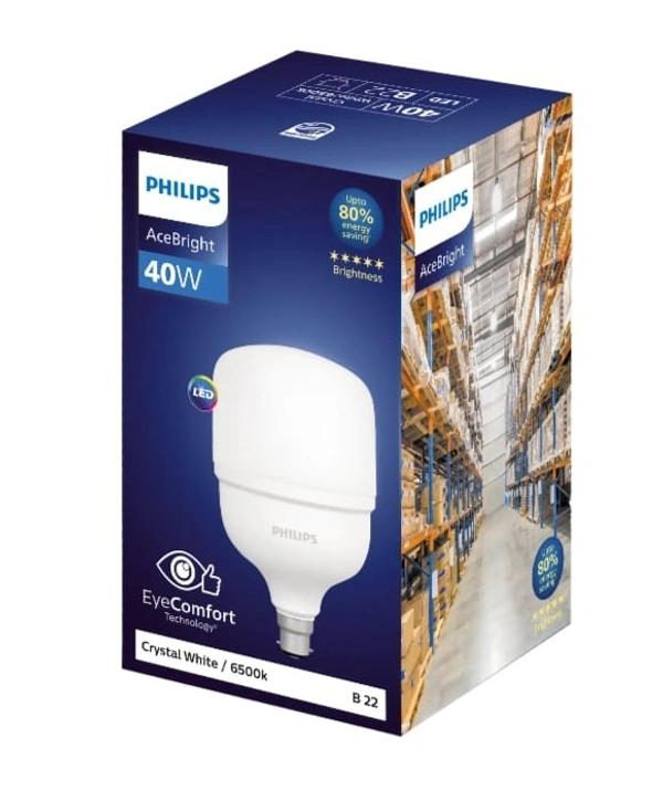 PHILIPS acebright 40 W Basic Round B22 LED Bulb  (Crystel White)