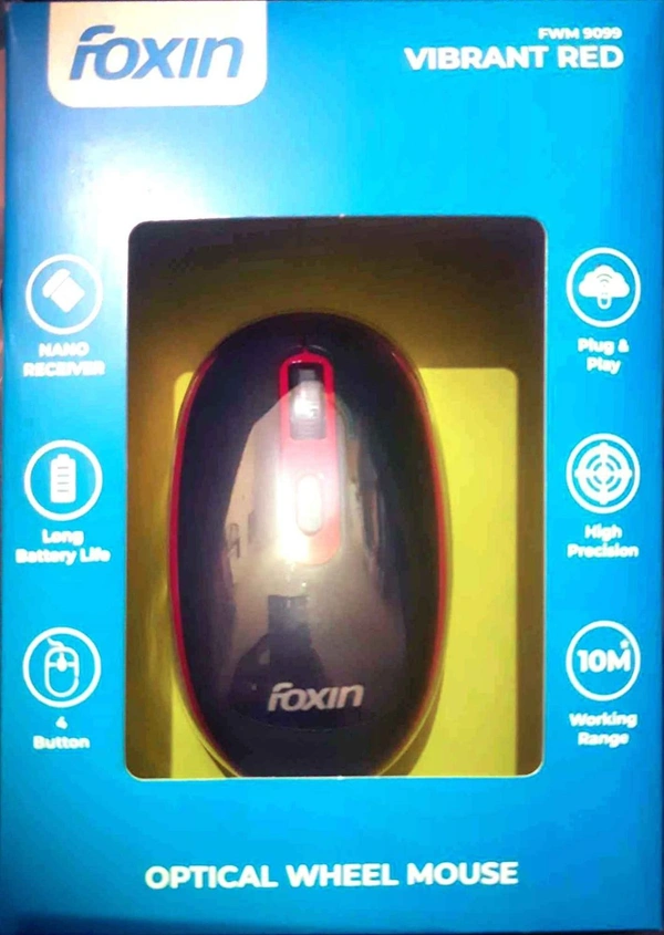 Foxin Wireless Mouse FWM 9099 - Red & Black