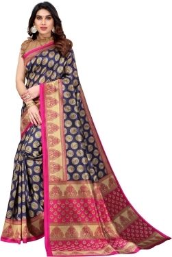 Buy Vipra Designer Paisley Printed Pink, Multicolour Crepe Silk Saree with  Blouse, A perfect daily-wear & office wear sarees for women, Professional  and Chic (6449 Pink) at Amazon.in