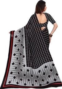 Printed Daily Wear Georgette Sarees  - Black Grey, Full