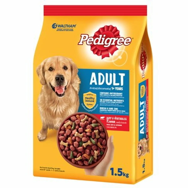 Pedigree Dry Dog Food - Meat & Rice, For Adult Dogs - 3kg