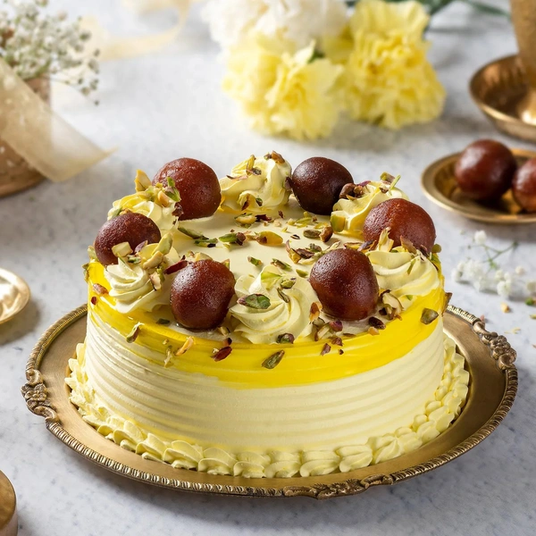 Vanilla Cake With Gulab Jamun Half kg