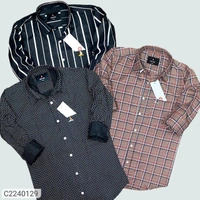 Cotton Checkered/ Solid/ Stripes Full Sleeves Mens shirt 