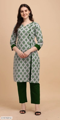 Stunning Cotton Printed Kurti Pant Set  Package Contains: 1 Kurti with 1 Pant
Kurti Set Fabric: Cotton
Kurti Set Work: Printed
Kurti Set Length (In Inches): 46
Kurti Set Stitched Type: Stitched
Kurti Set Bottom Fabric: Cotton
Kurti Set Bottom Work: Printed
Kurti Set 