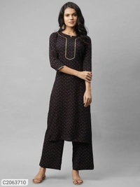 *Catalog Name:* Rigo Printed Viscose Straight Kurti Pant set⚡⚡ Quantity: Only 5 units available⚡⚡*Details:*<p><span style="background-color: rgb(250, 250, 250); color: rgb(249, 75, 75);">Product Name: Rigo Printed Viscose Straight Kurti Pant set Package Contains: 1 piece of Kurti, 1 piece of Pant , 