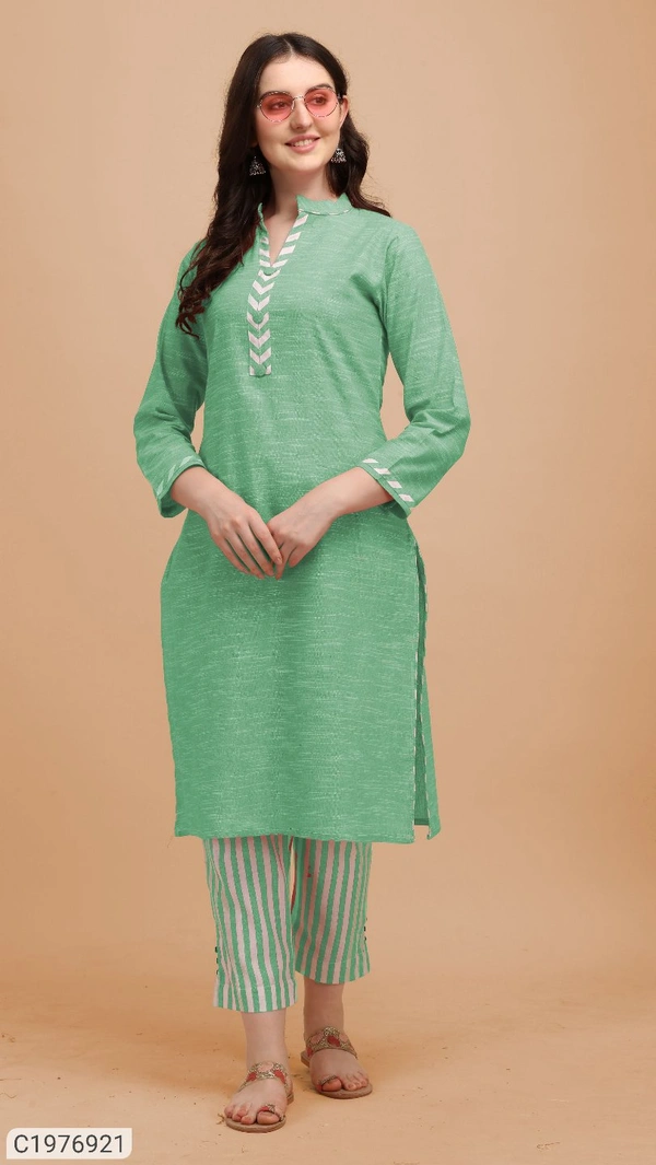 Trendy Cotton Printed Kurti Pant Set⚡⚡ Quantity: Only 5 units available⚡⚡