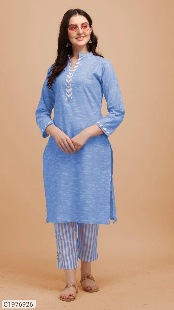Trendy Cotton Printed Kurti Pant Set⚡⚡ Quantity: Only 5 units available⚡⚡