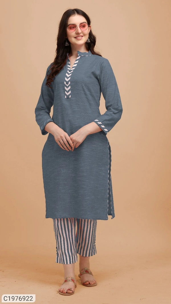Trendy Cotton Printed Kurti Pant Set⚡⚡ Quantity: Only 5 units available⚡⚡