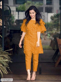 *Catalog Name:* Elegant Rayon Moti Work Kurti Pant Set⚡⚡ Quantity: Only 5 units available⚡⚡*Details:*Product Name: Elegant Rayon Moti Work Kurti Pant SetPackage Contains: 1 Kurti with 1 Pant
Kurti Set Fabric: Rayon
Kurti Set 