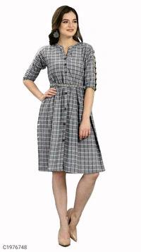 Elegant Cotton Checks Printed Kurti⚡⚡ Quantity: Only 5 units available⚡⚡