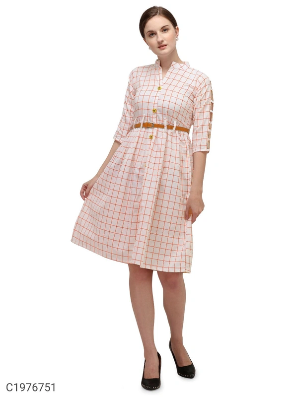 Elegant Cotton Checks Printed Kurti⚡⚡ Quantity: Only 5 units available⚡⚡