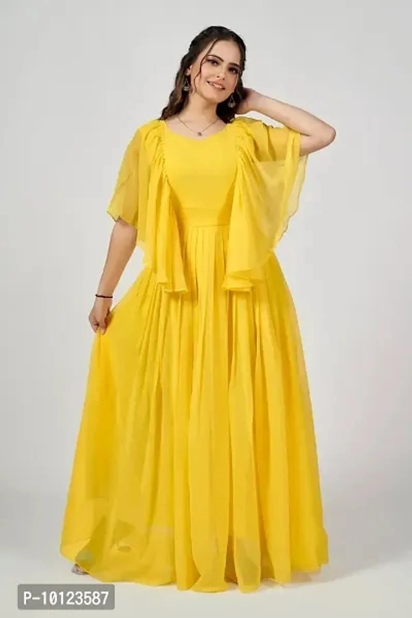 Attractive Ethnic Gowns With Dupatta*Fabric*: Variable Type*: Stitched Style*: Variable Design Type*: Indo-western Sleeve Length*: Variable Occasion*: Variable Sleeve Style*: Variable Neck Style*: Variable Body Type*: Plus Size Pack Of*: Single Gown Length*: Long Sizes*: S (Bust 25.0 inches, Waist 35.0 inches), M (Bust 25.0 inches, Waist 35.0 inches), L (Bust 25.0 inches, Waist 35.