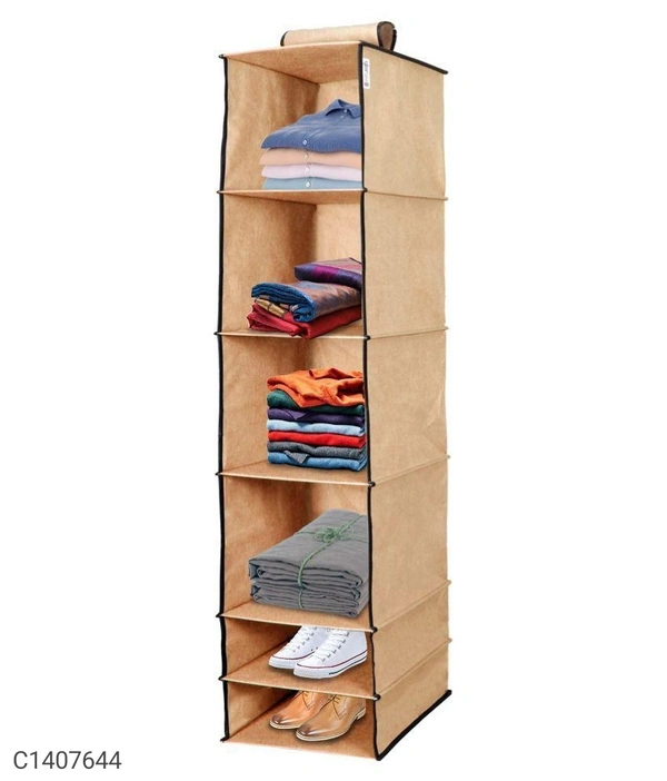 Organizer- 6 Shelves Foldable Hanging Wardrobe Organizers⚡⚡ Quantity: Only 5 units available⚡⚡*Details:*Product Description: Foldable Hanging Wardrobe Organizers is comprised of 6 roomy, easy-access shelves that allow ample room for storing and organizingPackage Contains: It has 1 Piece of 6 Shelves Hanging OrganizerMaterial: Non-WovenProduct Dimension ( L x W x H in cm ): 10 x 12 