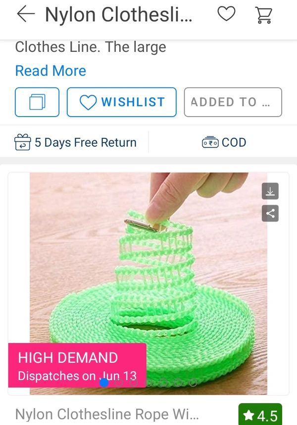 High DemandNylon Clothesline Rope Windproof with Hooks Pack of 1 (5M)⚡⚡ Quantity: Only 5 units available⚡⚡*Details:*Product Description: Make your clothes dry fast and quickly with this Nylon Clothes Line. The large capacity strong portable clothesline can take enough weights for wet clothes and sheets without falling or breaking., able to hang several loads of wash on this without