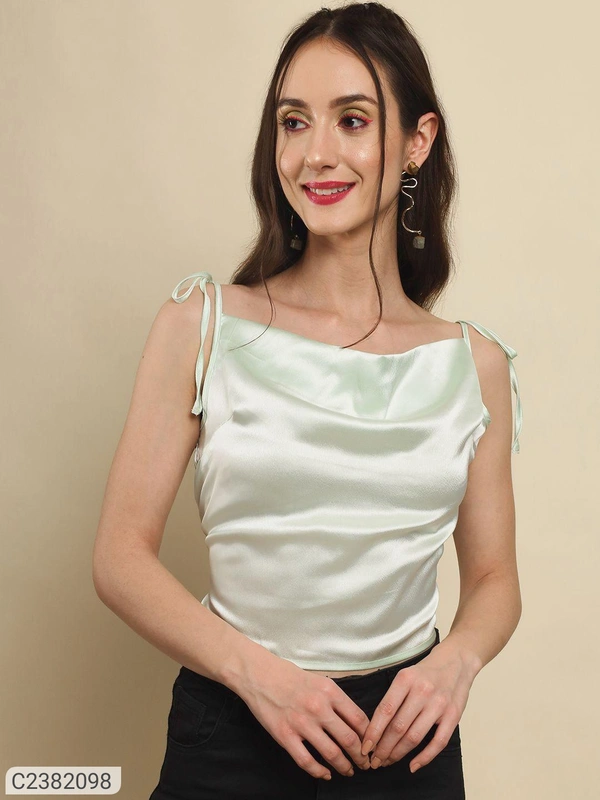 TRENDARREST Women's Polyester Green Satin Party Top⚡⚡ Quantity: Only 5 units available⚡⚡*Details:*Product Name: TRENDARREST Women's Polyester Green Satin Party TopPackage Contains: It has 1 Piece of Top
Color: Mint Green
Fabric: Polyester
Pattern: Solid
Style: Fitted
Occasion: Party
Combo/Set of: Pack of 1
Brand: Trend Arrest
Length: Short Length
Sleeve Length: Shoulder Straps
Neck