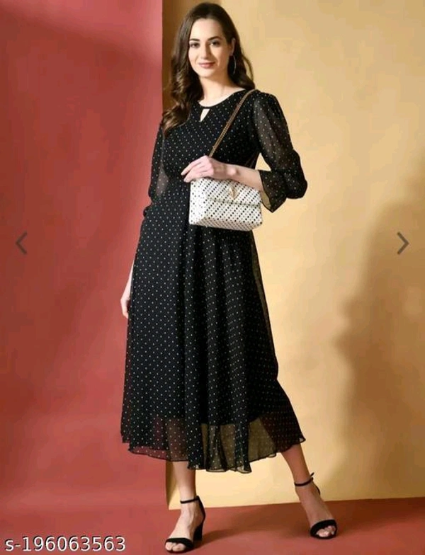 Whatsapp -> https://ltl.sh/CskRkcHr7g (+917594085240)Catalog Name:*Urbane Feminine Women Dresses*Fabric: GeorgetteSleeve Length: Long SleevesPattern: PrintedSizes:S (Bust Size: 35 in, Length Size: 49 in) M (Bust Size: 37 in, Length Size: 49 in) L (Bust Size: 39 in, Length Size: 50 in) XL (Bust Size: 41 in, Length Size: 50 in) 
