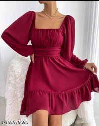 Whatsapp -> https://ltl.sh/CMkT9m32Lg (+917594085240)Catalog Name:*Trendy Feminine Women Dresses*Fabric: Poly CrepeSleeve Length: Long SleevesPattern: SolidNet Quantity (N): 1Sizes:S (Bust Size: 34 in) M (Bust Size: 36 in) L (Bust Size: 38 in) Dispatch: 2 Days*Proof of Safe Delivery! 