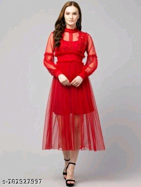 Sensational Women Dresses*Fabric: NetSleeve Length: Long SleevesPattern: SolidNet Quantity (N): 2Sizes:S (Bust Size: 34 in) M (Bust Size: 36 in) L (Bust Size: 38 in) XL (Bust Size: 40 in) Dispatch: 2 Days*