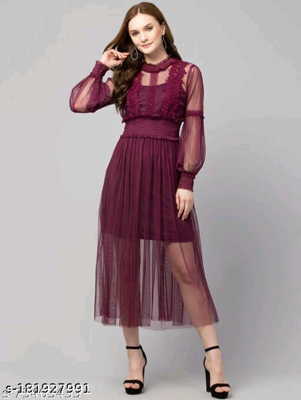 Sensational Women Dresses*Fabric: NetSleeve Length: Long SleevesPattern: SolidNet Quantity (N): 2Sizes:S (Bust Size: 34 in) M (Bust Size: 36 in) L (Bust Size: 38 in) XL (Bust Size: 40 in) Dispatch: 2 Days*