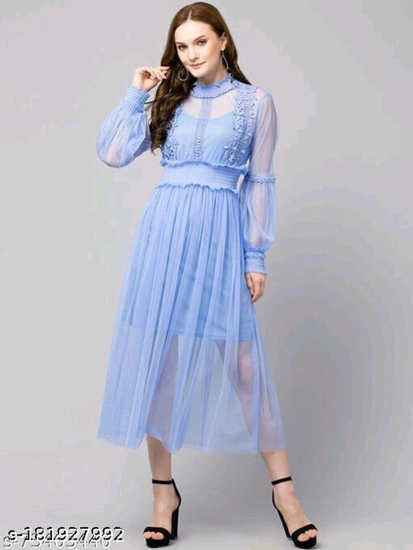 Sensational Women Dresses*Fabric: NetSleeve Length: Long SleevesPattern: SolidNet Quantity (N): 2Sizes:S (Bust Size: 34 in) M (Bust Size: 36 in) L (Bust Size: 38 in) XL (Bust Size: 40 in) Dispatch: 2 Days*