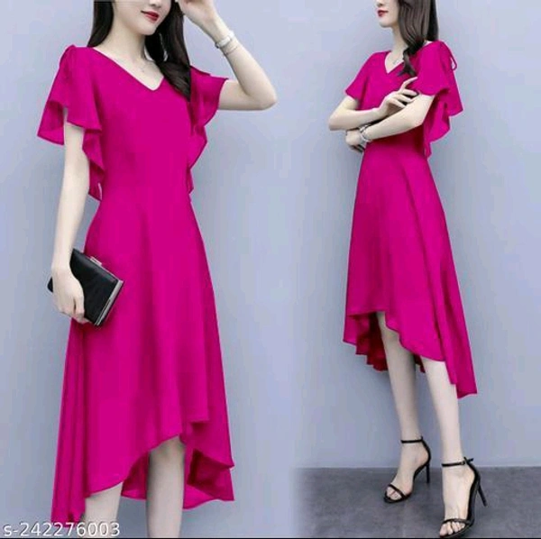 Women Dresses*Fabric: GeorgetteSleeve Length: Short SleevesPattern: SolidNet Quantity (N): 1Sizes:S (Bust Size: 36 in, Length Size: 44 in) M (Bust Size: 38 in, Length Size: 44 in) L (Bust Size: 40 in, Length Size: 44 in) XL (Bust Size: 42 in, Length Size: 44 in) XXL (Bust Size: 44 in, Length Size: 44 in) Dispatch: 2 Days*Proof of Safe Delivery! 