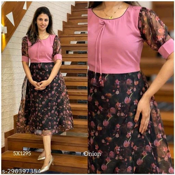 Women Dresses*Fabric: GeorgetteSleeve Length: Short SleevesPattern: PrintedNet Quantity (N): 1Sizes:M (Bust Size: 38 in, Length Size: 46 in) L (Bust Size: 40 in, Length Size: 46 in) XL (Bust Size: 42 in, Length Size: 46 in) XXL (Bust Size: 44 in, Length Size: 46 in) Dispatch: 2 Days*Proof of Safe Delivery! 