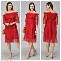 Graceful Women Dresses*Fabric: NetSleeve Length: Product DependentPattern: SolidNet Quantity (N): 1Sizes:S (Bust Size: 34 in, Length Size: 35 in) M (Bust Size: 36 in, Length Size: 35 in) L (Bust Size: 38 in, Length Size: 35 in) Free Size (Bust Size: 35 in, Length Size: 35 in) 