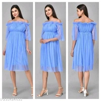 Graceful Women Dresses*Fabric: NetSleeve Length: Product DependentPattern: SolidNet Quantity (N): 1Sizes:S (Bust Size: 34 in, Length Size: 35 in) M (Bust Size: 36 in, Length Size: 35 in) L (Bust Size: 38 in, Length Size: 35 in) Free Size (Bust Size: 35 in, Length Size: 35 in) 