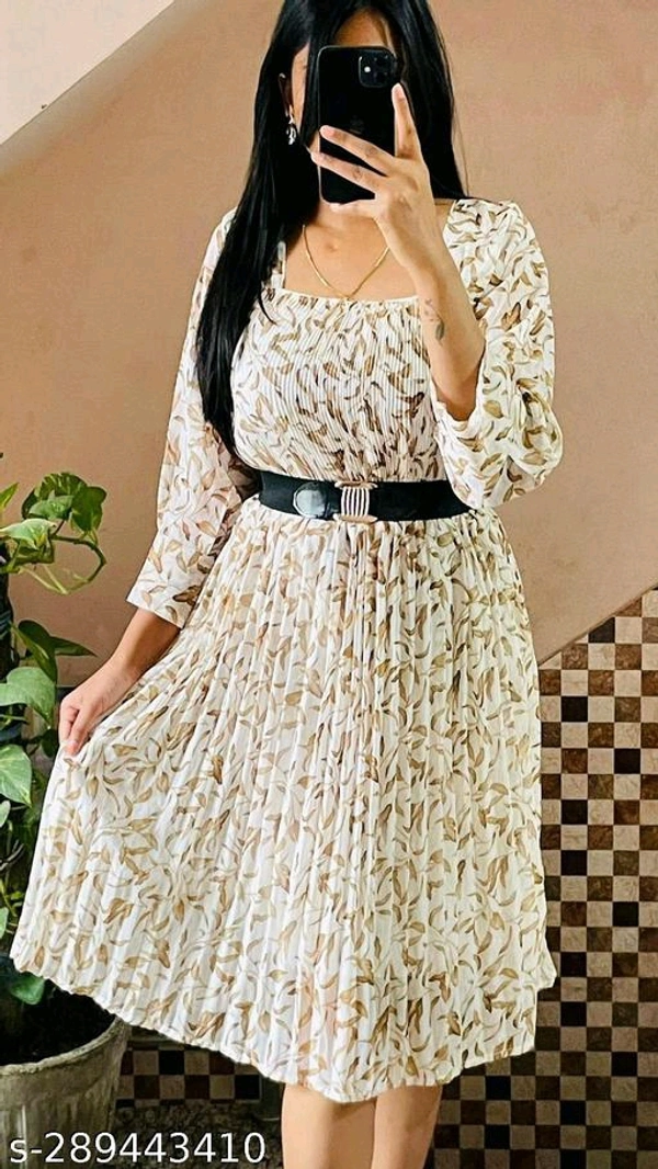 Women Dresses*Fabric: GeorgetteSleeve Length: Three-Quarter SleevesPattern: PrintedNet Quantity (N): 1Sizes:S (Bust Size: 34 in, Length Size: 46 in) M (Bust Size: 36 in, Length Size: 46 in) L (Bust Size: 38 in, Length Size: 46 in) Dispatch: 1 Day*Proof of Safe Delivery! 